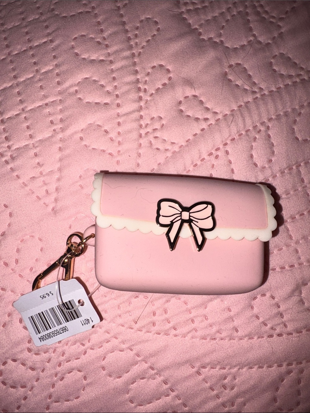 Bath & Body Works Pink Silicone Bow Key & Card Pouch with Gold Clasp